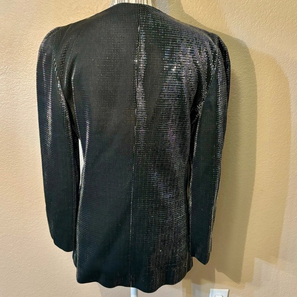 Vintage Krizia Blazer Sz 40 Euro/ Medium US Black Silver Metallic Made in Italy - Picture 8 of 16